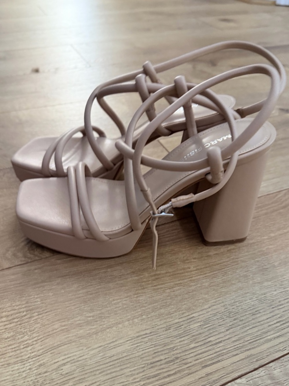 Marc Fisher Nude Strappy Platform Block Heels